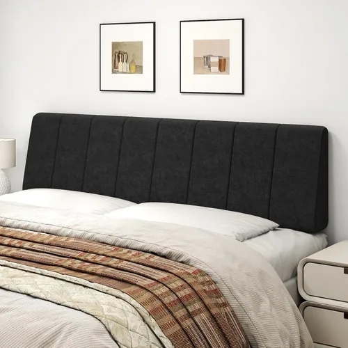 Miniatura 18 de Cabecero Tamaño Queen Solamente - Sin Ensamblaje, Cabecero Tapizado Tamaño Queen Tela de Lino Estilo Moderno Cabeceros para Cama Ajustable Negro