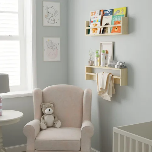 Miniatura 4 de Polynez - Estantes flotantes de 30 pulgadas para guardería y niños, juego de 2 estantes de pared multiusos sin terminar