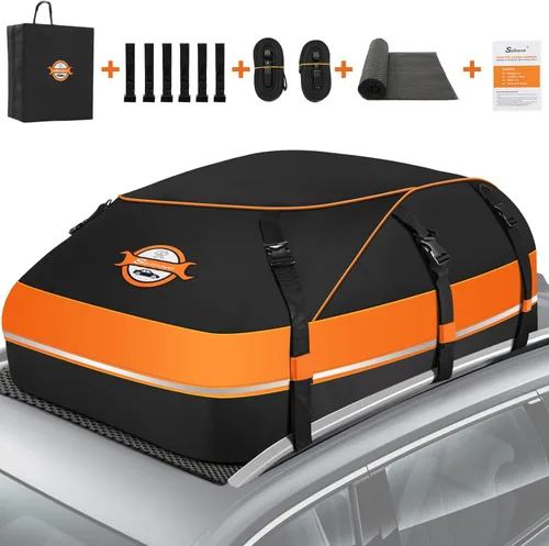 Sailnovo Portaequipajes de techo impermeable de 20 pies cúbicos, portaequipajes de techo para coche para todos los vehículos con/sin estante,