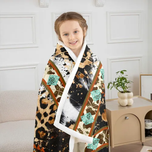 Miniatura 3 de Erosebridal Manta de forro polar de piel de vaca con estampado de leopardo marrón, manta occidental de 50 x 60 pulgadas, manta con estampado de vaca