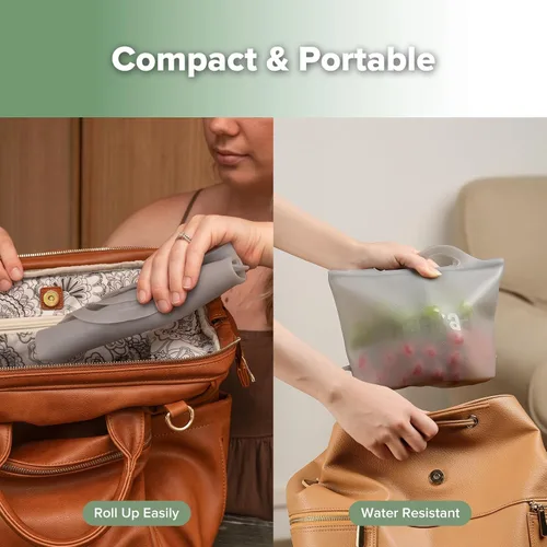 Miniatura 8 de Haakaa Portátiles - Bolsas esterilizadoras de vapor de silicona para microondas, para viajes, bolsas de vapor reutilizables de silicona