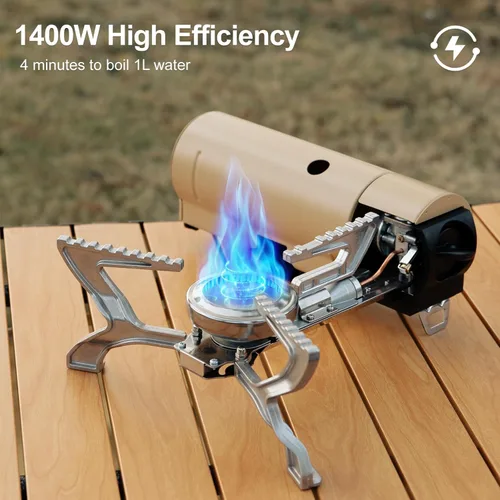 Miniatura 3 de Odoland Estufa Portátil de Camping de Butano 1400W, Estufa de Gas Plegable para Mochilero, para Cocinar en Interiores y Exteriores, para Senderismo