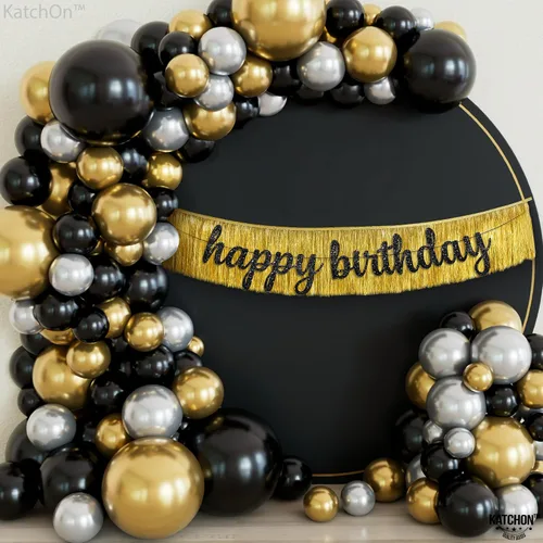 Miniatura 9 de KatchOn, Kit de arco de globos de graduación dorados y negros 2026 – Paquete de 85 Flecos de graduación, telón de fondo de graduación
