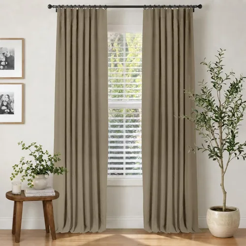 Miniatura 32 de INOVADAY Cortinas 100% opacas para dormitorio, cortinas opacas de 84 pulgadas de largo, cortinas opacas de lino con anillos de clip, aislamiento