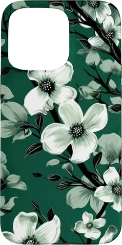 Miniatura 30 de White Dogwood Flower Pattern Green Black & White Case for iPhone 17