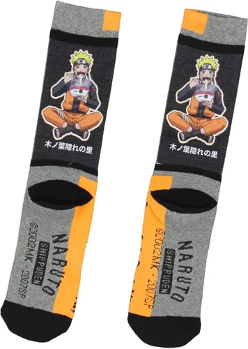Miniatura 2 de Bioworld Naruto Shippuden - Calcetines deportivos de manga de anime para hombre, Ichiraku Ramen, a media pantorrilla, calcetines deportivos, Gris