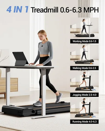 Miniatura 11 de 16% Incline Walking Pad Treadmills for Home Small, 4-in-1 Under Desk Treadmill with Handles, Foldable Treadmill with 2.5 HP Quiet Brushless, 330 LBS