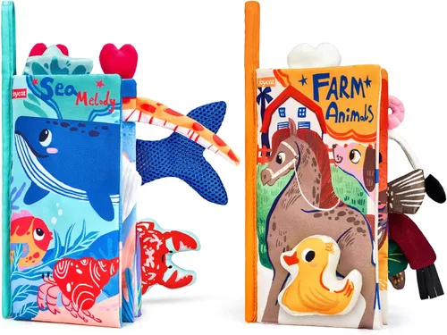 Miniatura 10 de JoyCat Ocean Libros de Bebé Juegos 0-6 Meses, Libros de Tela para Baby Shower Regalos para Recién Nacidos para Niños Niñas Relleno de Medias, Libro