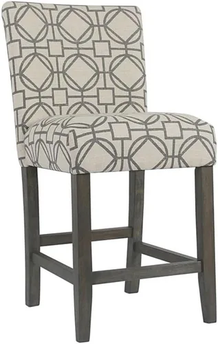 HomePop Taburete de bar tapizado con altura de mostrador, 24 pulgadas, entramado marrón y gris Bronceado y Gris Celosía