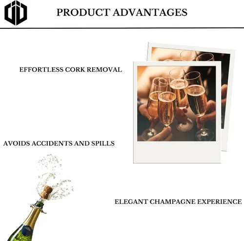 Miniatura 3 de Imbibe & Indulge - Herramienta de apertura de champán - Sacacorchos portátil de acero inoxidable, diseño de fácil giro, agarre antideslizante