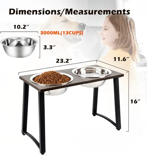 Miniatura 5 de ADENGL - Cuencos elevados para perros para perros extra grandes y grandes, soporte elevado de 40,6 cm de altura con 2 cuencos de acero inoxidable