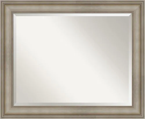 Amanti Art Espejo de baño de madera, espejo de pared angosto de plata antigua para usar como espejo de tocador de baño sobre el fregadero (27.5 x