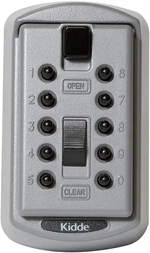 Kidde AccessPoint 001170, Caja fuerte delgada de llaves a combinación con botón para presionar, 2 llaves, color gris titanio, 001170 Gris Titanium