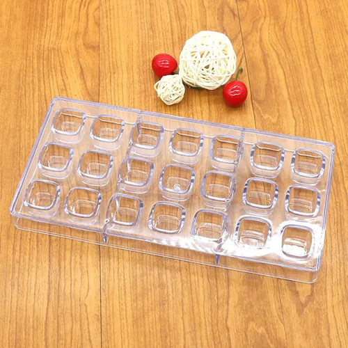 Miniatura 3 de HAPYLY - Molde de policarbonato para hacer chocolate con 24 cuadrículas, forma de cubo, transparente