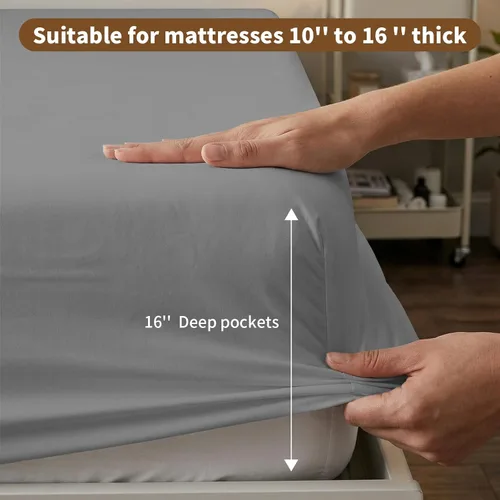 Miniatura 3 de HBHLFZ Sábana Bajera Ajustable Twin XL Solamente, Sábana Inferior Suave y Transpirable - 39"x80" Bolsillos Profundos Sábana Bajera Ajustable