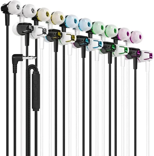 Miniatura 9 de Maeline Auriculares a granel con micrófono, auriculares intrauditivos con aislamiento de ruido, control de volumen con cable de 0.138 in