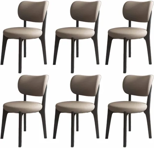 Miniatura 16 de Juego de sillas de comedor de madera modernas con respaldo curvado, sillas de cocina tapizadas con marco de madera, sillas laterales sin brazos