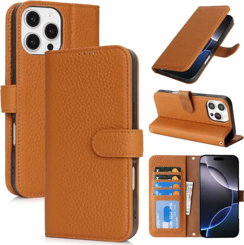 Miniatura 113 de Zouzt Funda para iPhone 11 de 6.1 pulgadas de piel auténtica con 4 ranuras para tarjetas, tarjetero con bloqueo RFID, tapa magnética, función atril