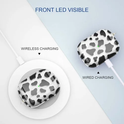 Miniatura 4 de Maxjoy Funda compatible con AirPods Pro, funda con diseño de vaca clara para mujeres y niñas, bonita funda protectora suave con llavero compatible