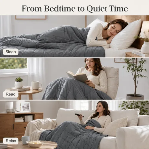 Miniatura 3 de Gkyet Weighted Blanket for Adults, 48" x 72" 15 lbs, Grey Soft Cooling Weighted Blanket with Glass Beads, Breathable All Season Blanket, Machine