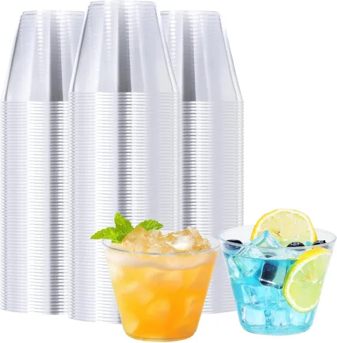Miniatura 10 de BYSNOW Paquete de 50 vasos de plástico transparente de 9 onzas, vasos desechables de plástico duro para fiestas, copas de vino, vasos desechables