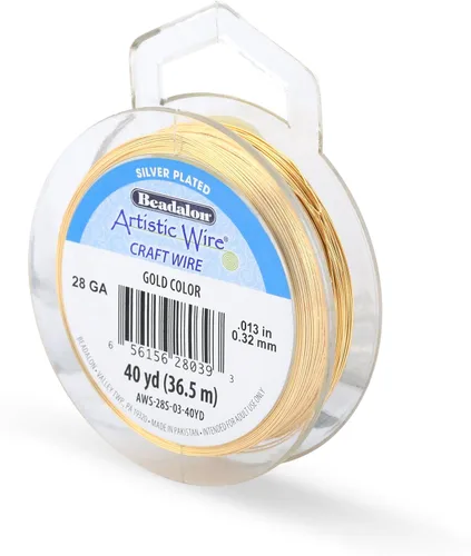 Miniatura 192 de Artistic Wire, alambre para manualidades de calibre 22 bañado en plata, resistente a las manchas, color cobre, blanco, 9,1 m