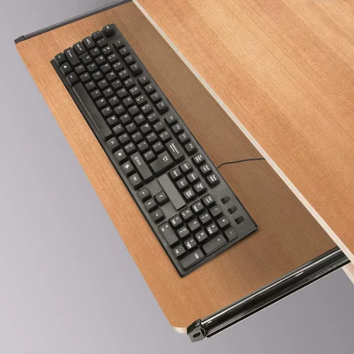 Miniatura 7 de KINJOEK 2 rieles deslizantes de bandeja para teclado de 14 pulgadas, altura ajustable, rodamientos de bolas resistentes, riel de montaje en teclado