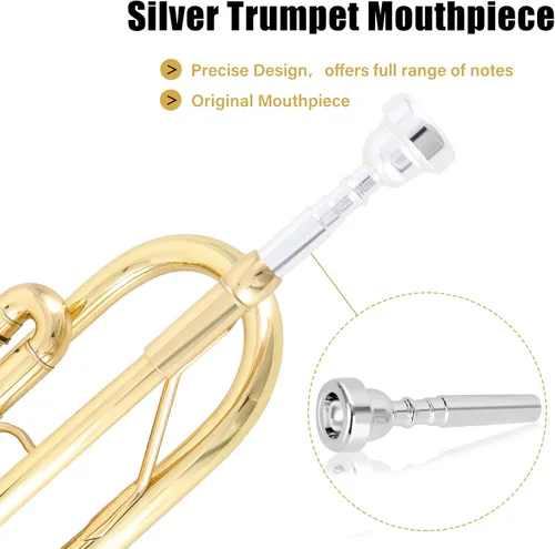 Miniatura 2 de ROWELL Juego de trompeta estándar Bb, trompeta con diseño de viga de doble soporte, instrumento de trompeta con estuche rígido, kit de limpieza