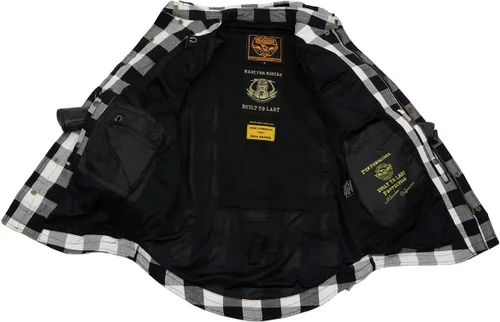 Miniatura 7 de Milwaukee Leather MPM1633 - Camisa de motociclista de franela a cuadros para hombre con armadura aprobada por CE - Reforzada con fibra de aramida