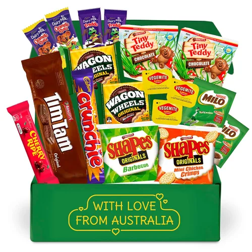 Caja de aperitivos australianos con Tim Tams, Cadbury, Cherry Ripe, auténticos aperitivos australianos y dulces, gran regalo de Australia