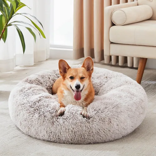 Miniatura 55 de WESTERN HOME WH Cama calmante para perros y gatos, dona acogedora anti-ansiedad, cama redonda cálida y acogedora de piel sintética, suave y azul