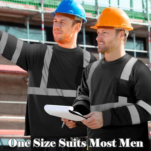 Miniatura 4 de Amylove 4 piezas de camisa de seguridad de manga larga reflectante de alta visibilidad, camisas de trabajo de construcción para hombres y mujeres