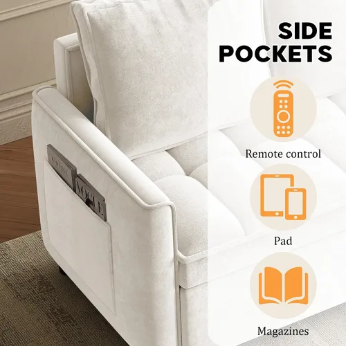 Miniatura 7 de Wrofly Sofá cama convertible 3 en 1, sofá cama extraíble para sala de estar con bolsillos laterales y almohadas extraíbles, respaldo ajustable, sofá