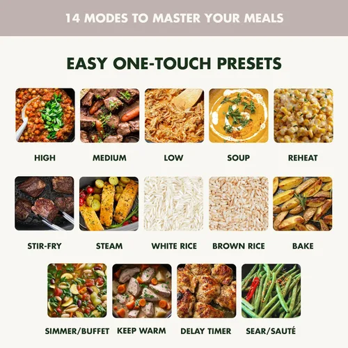 Miniatura 5 de GreenPan Elite 14 en 1 Olla de cocción lenta programable de 6QT, tapa apta para lavavajillas y olla extraíble, multicocina sin PFAS con Arcilla