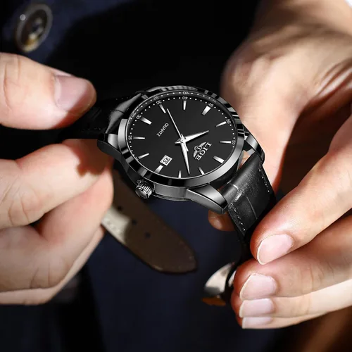Miniatura 8 de LIGE Relojes para hombre impermeable analógico vestido vintage cronógrafo analógico casual cuero acero inoxidable movimiento de cuarzo único retro
