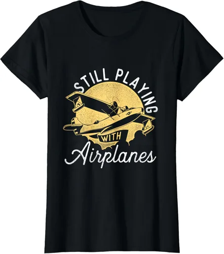 Miniatura 43 de Still Playing With Airplanes - Camiseta de control remoto RC Avión Piloto, Negro