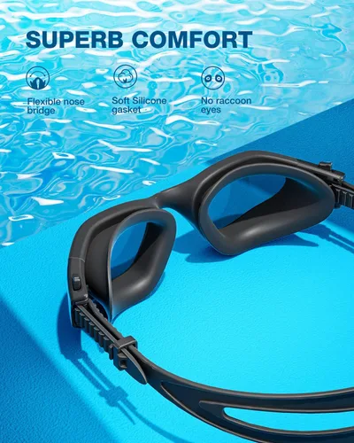 Miniatura 2 de ZIONOR Gafas de natación G1 SE antivaho para adultos, hombres y mujeres Marco Allblack de lente A5 dorado