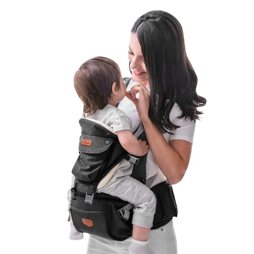 SUNVENO Portabebés ergonómico 3 en 1 con asiento de cadera para recién nacidos y niños pequeños, soporta 20 libras y más, alivio de cintura y