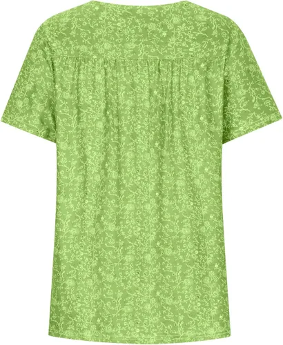Miniatura 6 de Floral Loose Fit Long Tshirts for Women Fall Summer Short Sleeve Crew V Neck Pleated Tee Shirt Tops Women 2024