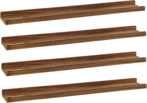 PHOENANCEE Juego de 4 estantes flotantes largos de 36 pulgadas, estantes de madera para pared con repisa, marcos de fotos rústicos para sala de
