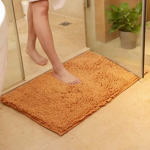 Miniatura 16 de Alfombra de baño de felpilla de felpa color beige, antideslizante, gruesa, lavable, de secado rápido, tapete de ducha lanudo y suave, rectangular