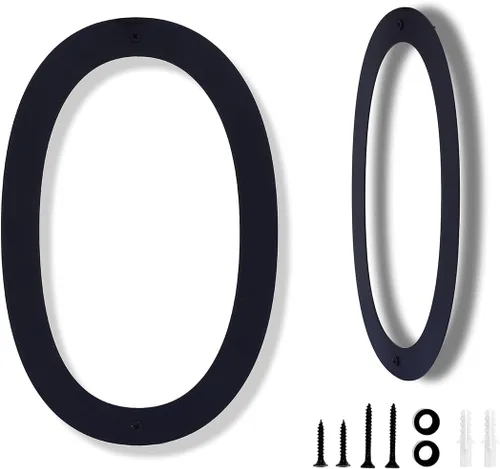 Números de casa de 12 pulgadas para exteriores modernos de metal negro números de dirección para puertas flotantes de casa con kit de clavos para el