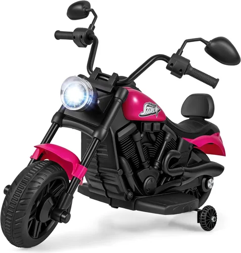 Miniatura 15 de Costzon Motocicleta para niños pequeños, motocicleta eléctrica de 6 V con ruedas de entrenamiento desmontables, arranque suave, faros delanteros