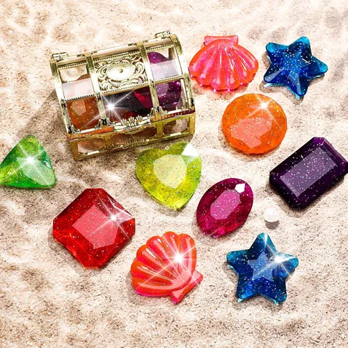 Miniatura 5 de MARFOREVER 18 piezas de juguetes grandes de piscina de gemas de buceo – 16 gemas de buceo coloridas sumergidas bajo el agua, juguetes de piscina