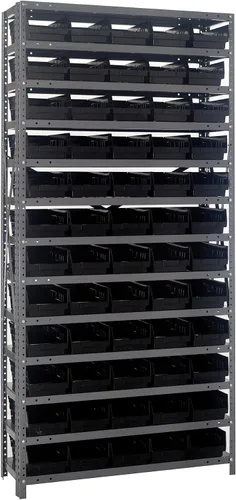 Miniatura 547 de Quantum QSBU-245BK Heavy Duty Shelving Unit with (7) Shelves and (24) QUS245 Black Bins for Garage Warehouse Storage Distribution 400 lb Load
