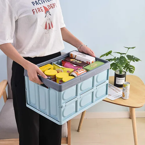 Miniatura 3 de Contenedores de almacenamiento con tapa, paquete de 2 cajas de almacenamiento plegables de 30 L, caja de almacenamiento de plástico, contenedores