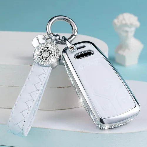 Miniatura 16 de Compatible con Funda para Llavero Audi con Llavero de Cuero Genuino Cristal Protección Completa Carcasa de Llave Compatible con Audi A4 Q7 Q5 TT A3
