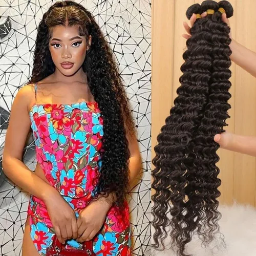 Miniatura 19 de Paquetes de Cabello Humano de Ondas Profundas （12 14 16 ）12A 100% Sin Procesar Cabello Humano Virgen Brasileño Profundo Rizado Tejido de Cabello