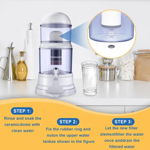 Miniatura 5 de Paquete de 2 filtros de agua de cúpula de cerámica de repuesto de 0.2 a 0.5 micras para sistema portátil de purificación de agua de encimera