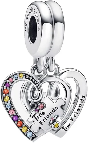 Bellestory - Pulsera de plata de ley con forma de rompecabezas dividida y corazones para mujeres europeas Metal no conocido